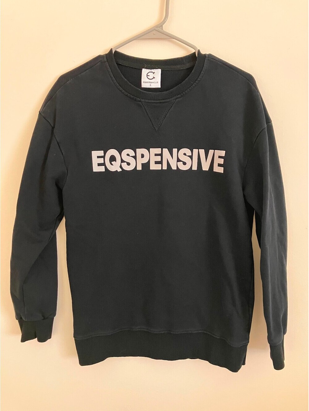 Equestrian Club Unisex Black Cotton EQSPENSIVE Sweatshirt Size S